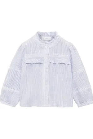 MANGO Blouse Meisjes Katoen Opstaande kraag Streep
