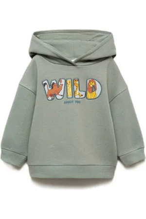 MANGO Hoodie groen Sweater Printopdruk