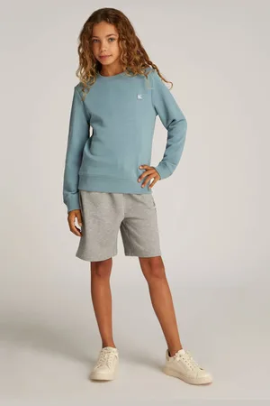 Calvin Klein Sweater met logo Blauw Jongens/Meisjes Katoen Ronde hals Logo