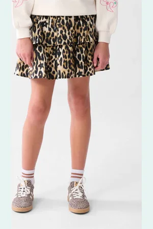 SHOEBY Mini rok bruin Meisjes Viscose Panterprint