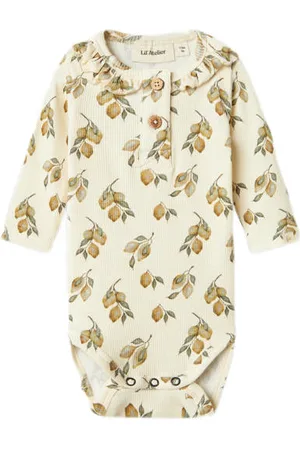 Lil Atelier BABY romper met ruches Ecru Meisjes Katoen Ronde hals