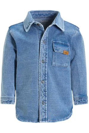 Bess Overhemd blauw Jongens Jog denim Klassieke kraag Effen