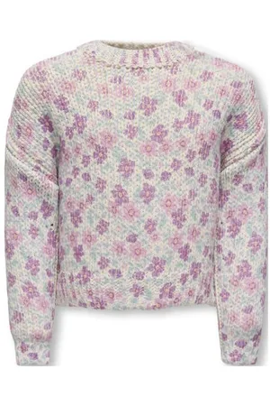 ONLY KIDS MINI trui ecru gebreid Meisjes Polyester Ronde hals Bloemen