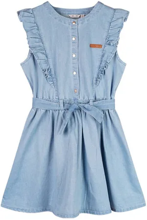 NoNo Spijkerjurk light blue denim Blauw Meisjes Stretchdenim Ronde hals