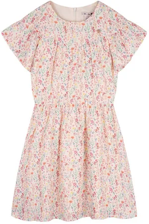 NoNo Zomerjurk ecru Meisjes Polyester Ronde hals Bloemen