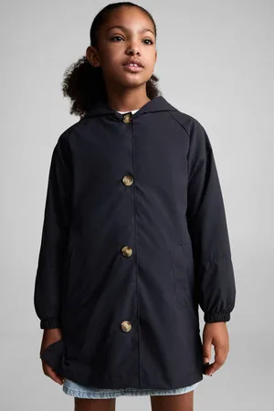 MANGO Zomerjas Blauw Meisjes Polyester Capuchon Effen