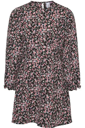 VERO MODA Midi jurk zwart Meisjes Polyester Ronde hals Effen
