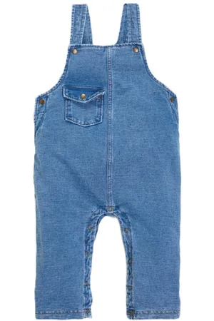 Bess Regular tuinbroek blauw Jongens Jog denim Vierkante hals Effen