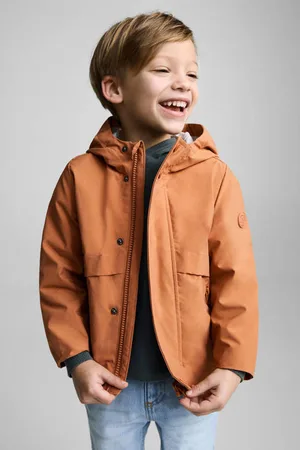 MANGO Zomerjas bruin Jongens Polyester Capuchon Effen