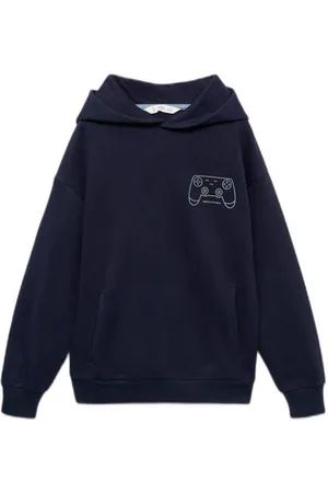 MANGO Hoodie Sweater Blauw Backprint