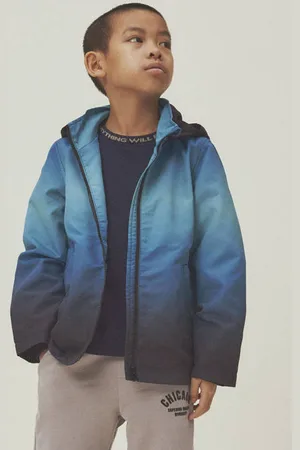 NAME IT KIDS jack blauw Jas Zwart Jongens Polyester Capuchon All over print