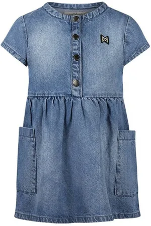 Koko Korte jurk medium blue denim Blauw Effen