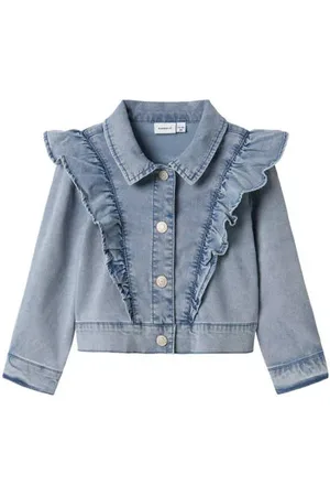 NAME IT MINI spijkerjas Blauw Meisjes Lyocell Klassieke kraag