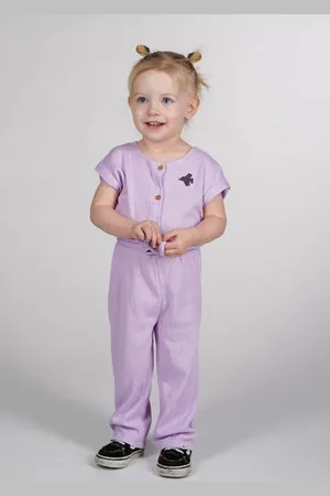 The New Chapter Loose jumpsuit paars Meisjes Katoen Ronde hals Backprint