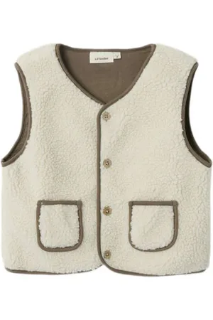 Lil Atelier MINI gilet ecru Meisjes Teddy V
