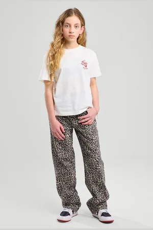 America today High waist bruin Jeans Meisjes Denim Panterprint