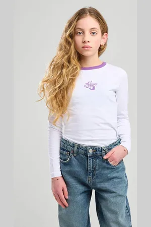 America today Longsleeve wit Meisjes Katoen Ronde hals Printopdruk
