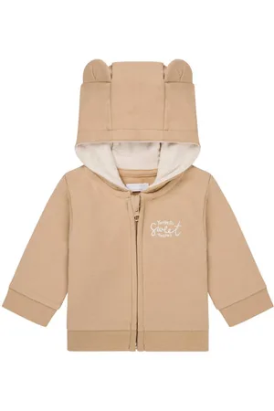 Noppies Baby sweatvest lichtbruin Jongens/Meisjes Katoen Capuchon Effen