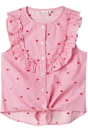 NAME IT KIDS blouse roze Meisjes Katoen Ronde hals Logo