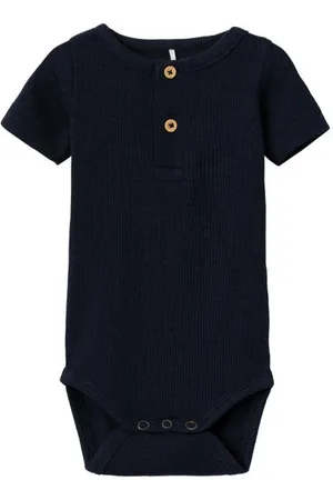 NAME IT BABY romper NBMKAB met katoen donkerblauw Effen