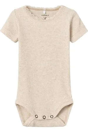 NAME IT BABY romper NBFKAB met katoen beige Gemêleerd