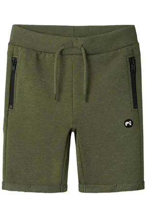 NAME IT KIDS sweatshort NKMVIMO donkergroen Korte broek Logo
