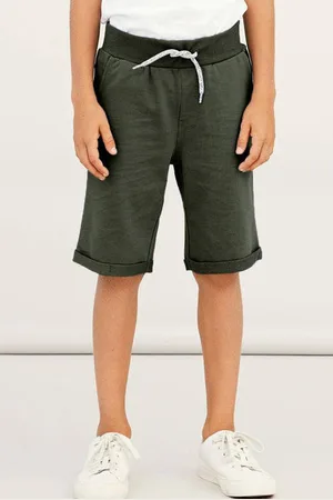 NAME IT KIDS regular fit sweatshort NKMVERMO donkergroen Effen