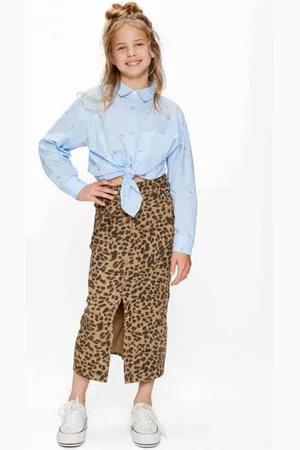 Retour Midi rok bruin Meisjes Katoen Panterprint
