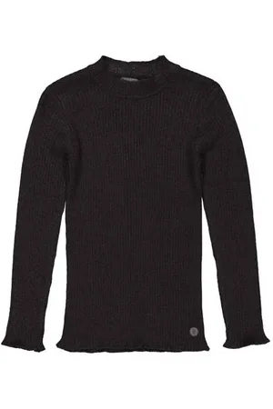 LEVV Longsleeve grijs rib gebreid Meisjes Viscose Ronde hals Effen