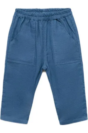 MANGO Casual broek blauw Meisjes Katoen Effen