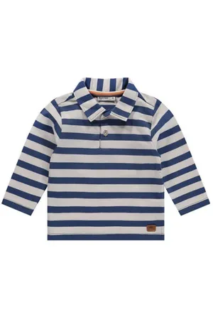 Babyface Longsleeve ecru Jongens Stretchkatoen Klassieke kraag Streep