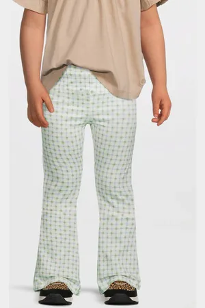 Quapi Mini regular flared broek ecru Meisjes Stretchkatoen Ruit