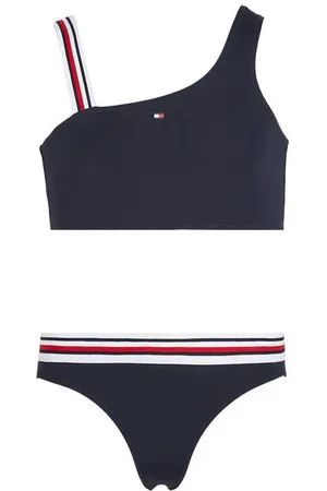 Tommy Hilfiger One shoulder bikini donkerblauw Meisjes Polyamide