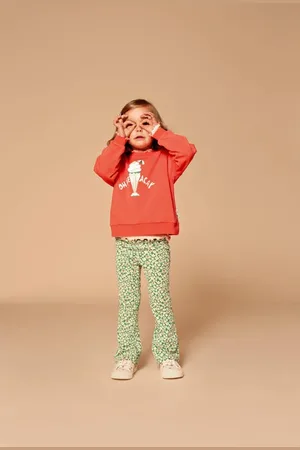 Stains&Stories Flared legging Broek Meisjes Katoen Bloemen