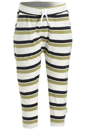 Bess Regular babybroek olijfgroen Jongens Stretchkatoen Streep