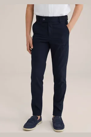 WE Fashion Slim pantalon donkerblauw Broek Jongens Katoen Effen