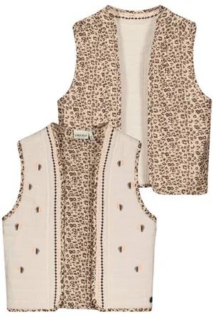 Like Flo Gilet bruin Meisjes Polyester Openvallende hals Panterprint