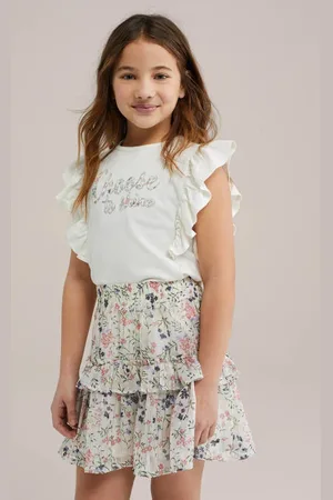 WE Fashion Mouwloze top Meisjes Katoen Ronde hals Tekst