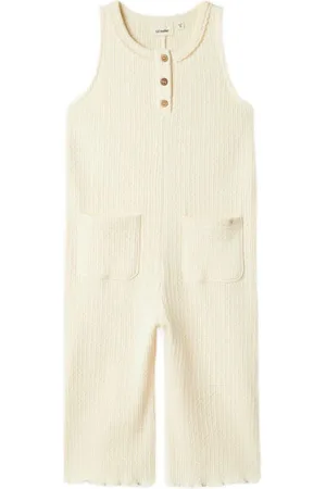 Lil Atelier MINI jumpsuit ecru Meisjes Katoen Ronde hals Effen