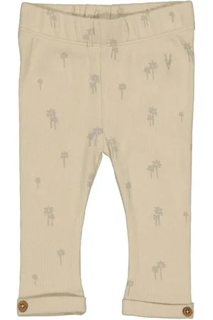 LEVV Newborn regular babybroek beige Jongens Stretchkatoen All over print