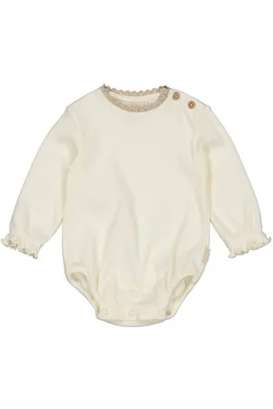 LEVV Newborn Romper Ecru Meisjes Stretchkatoen Ronde hals Effen