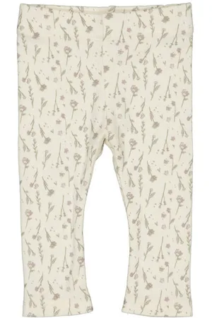 LEVV Newborn regular babybroek ecru Meisjes Stretchkatoen Bloemen