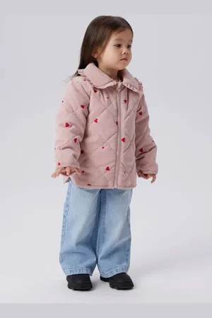 NAME IT MINI zomerjas roze Meisjes Corduroy Klassieke kraag Hartjes