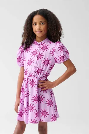 SHOEBY Korte jurk lila Paars Meisjes Viscose Opstaande kraag All over print