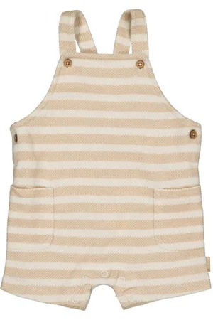 Quapi Newborn regular tuinbroek beige Jongens Katoen Vierkante hals Streep