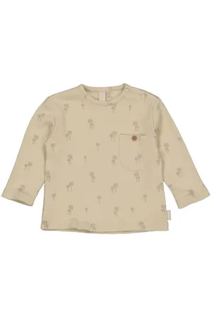 LEVV Newborn longsleeve beige Jongens Stretchkatoen Ronde hals All over print