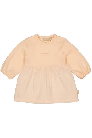 Quapi Newborn midi jurk oranje Meisjes Stretchkatoen Ronde hals Effen