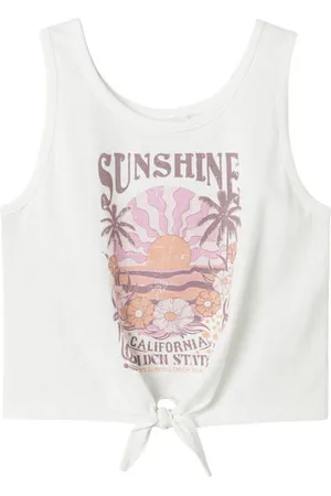 NAME IT KIDS cropped top Meisjes Katoen Ronde hals Effen