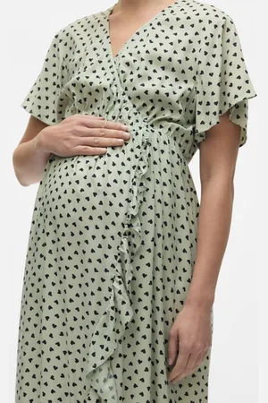 Mama;licious Zwangerschapsjurk MLSOPHIE met ruches lichtgroen/blauw Dames Viscose V