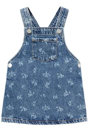MANGO Spijkerovergooier medium blue denim Jurk Blauw All over print